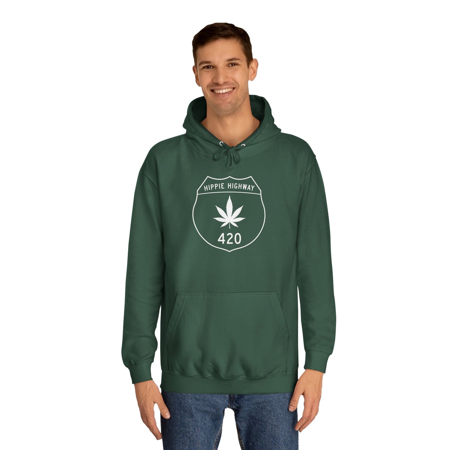 "Hippie Highway" 420 Road Sign College Hoodie