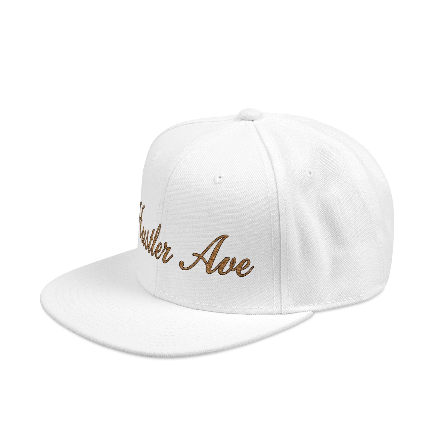 "Hustler Ave" Gold Edition Cursive Snapback Hat