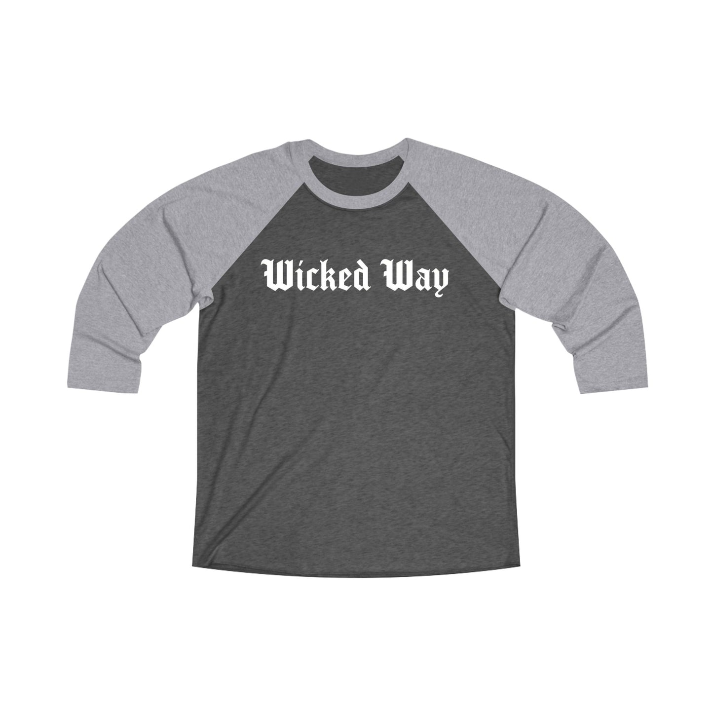 "Wicked Way" Dead Bear Head White Logo 3/4 Raglan Tee