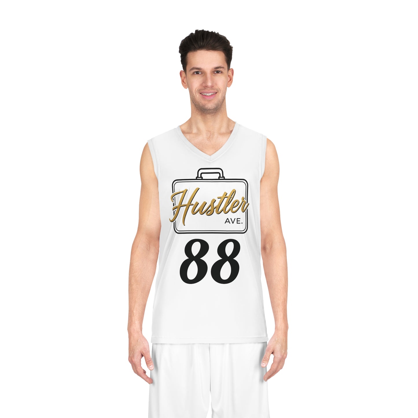 White "Hustler Ave" #88 All Business Gold Briefcase Alt. Basketball Jersey