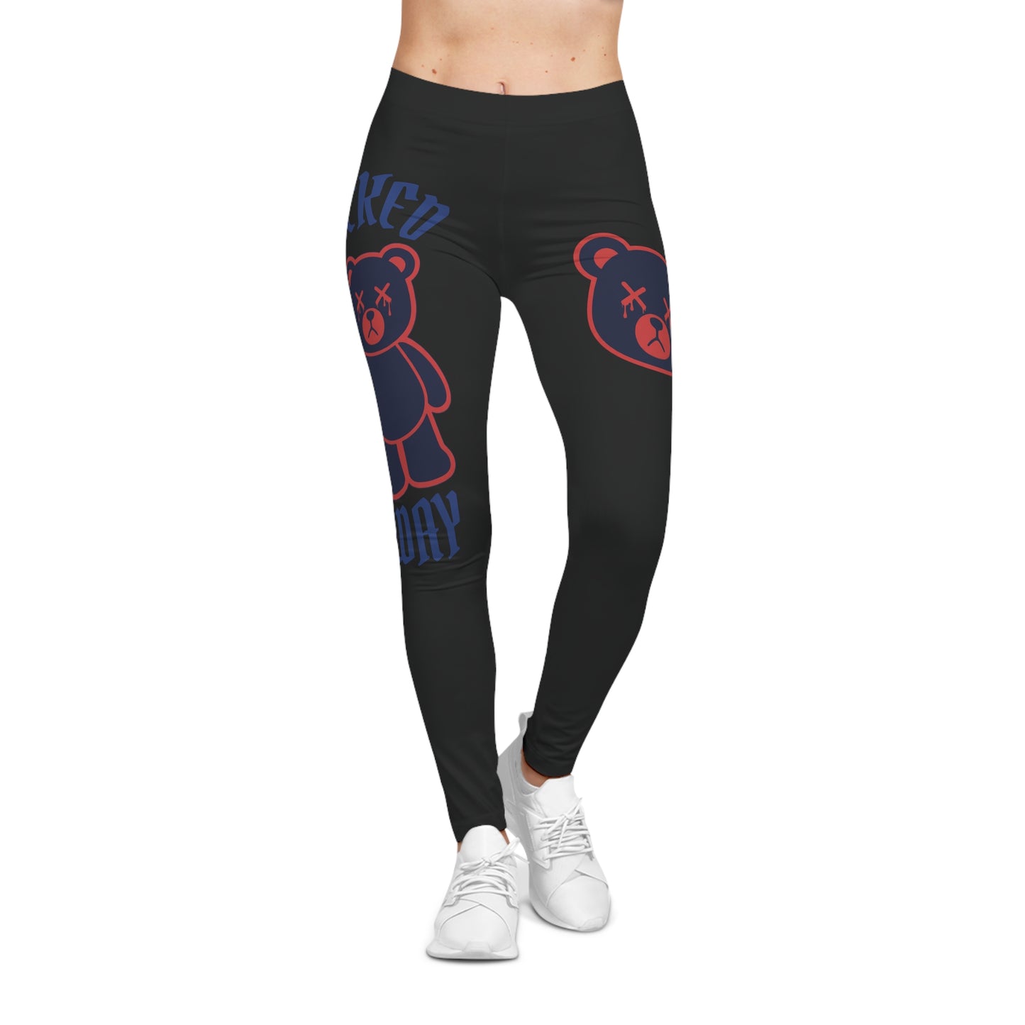 "Wicked Way" Deady Bears Black, Red & Blue Women's Casual Leggings