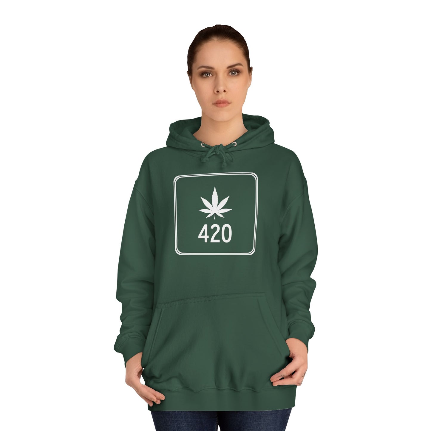 "Hippe Highway" 420 Pot Leaf Sign College Hoodie