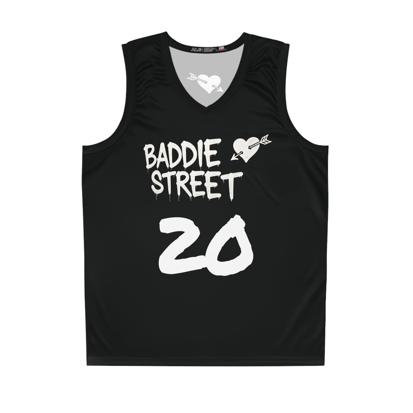 Limited Edition Black & White "Baddie Street" #20 Arrow Heart Alt. Basketball Jersey
