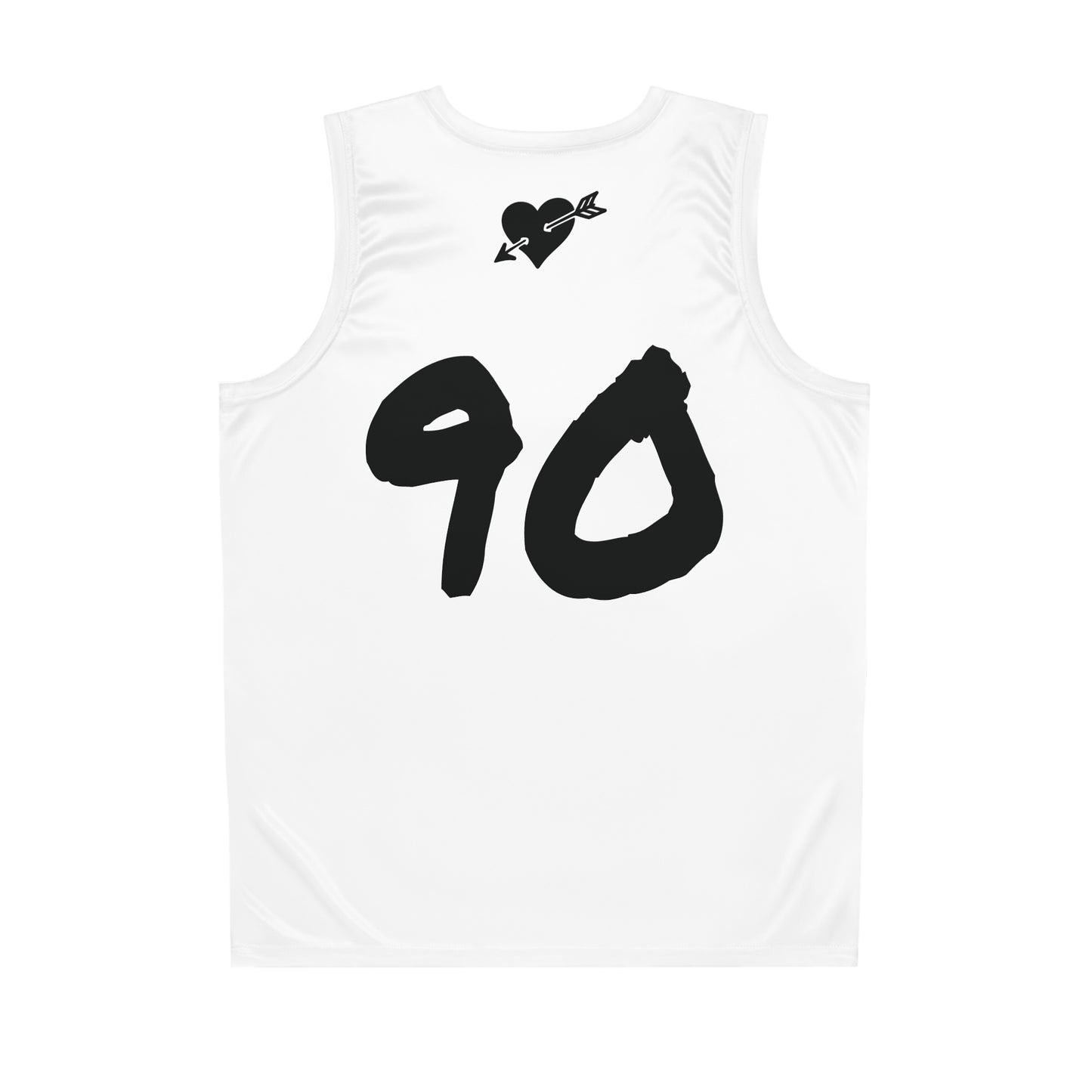 Limited Edition White & Black "Baddie Street" #90 Arrow Heart Alt. Basketball Jersey