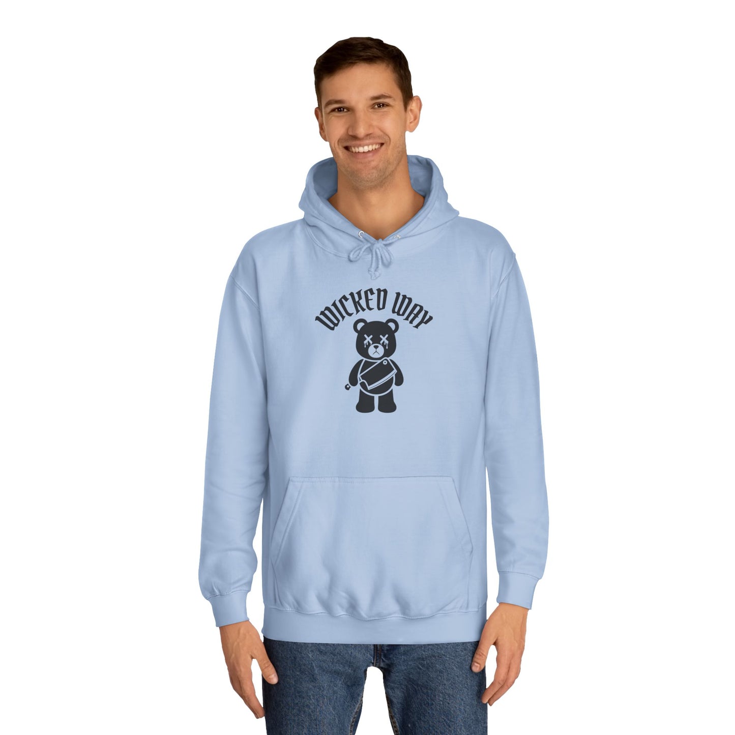 "Wicked Way" Deady Bear Butcher Knife Black Logo College Hoodie