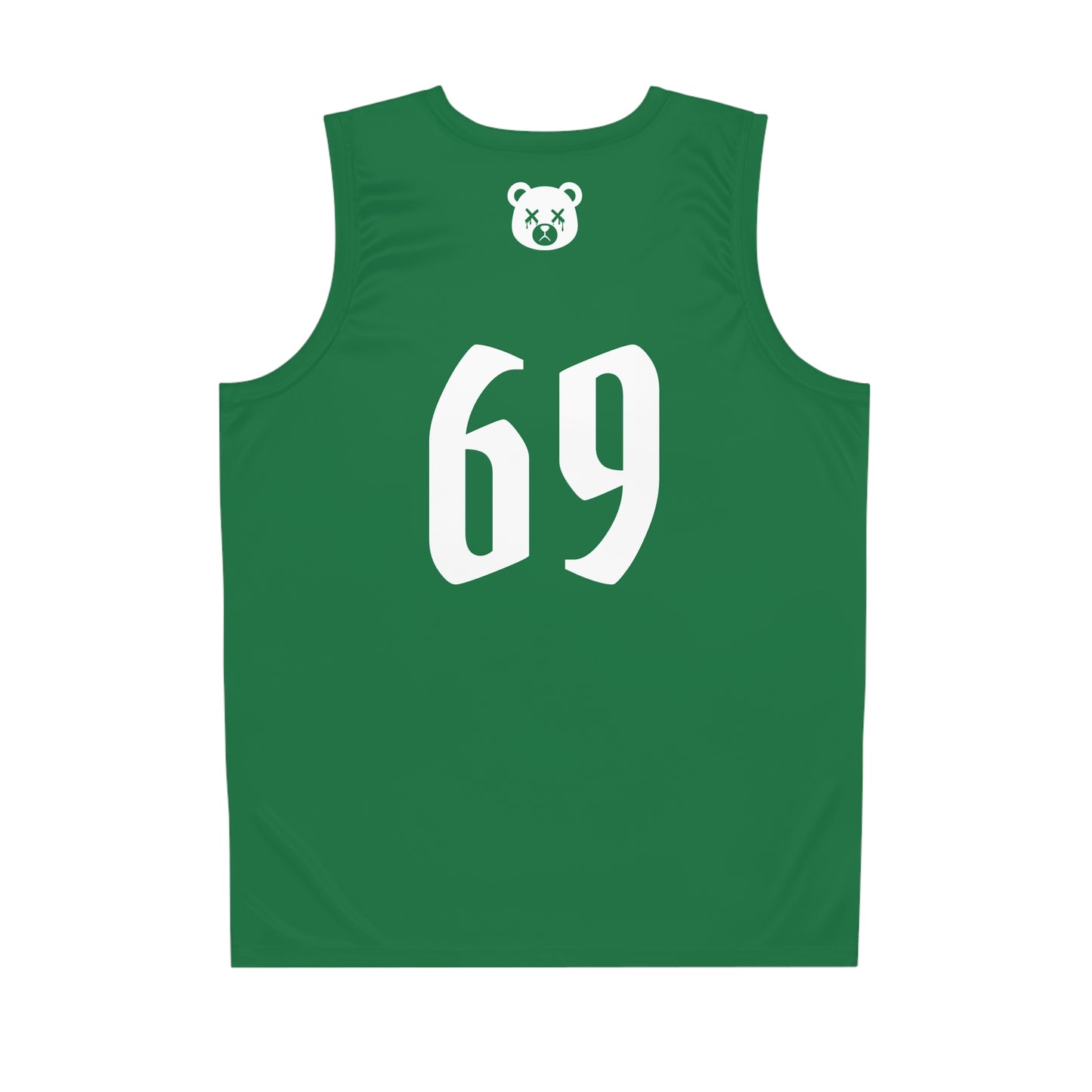 Green & White "Wicked Way" #69 Dead Bear Head Alt. Basketball Jersey