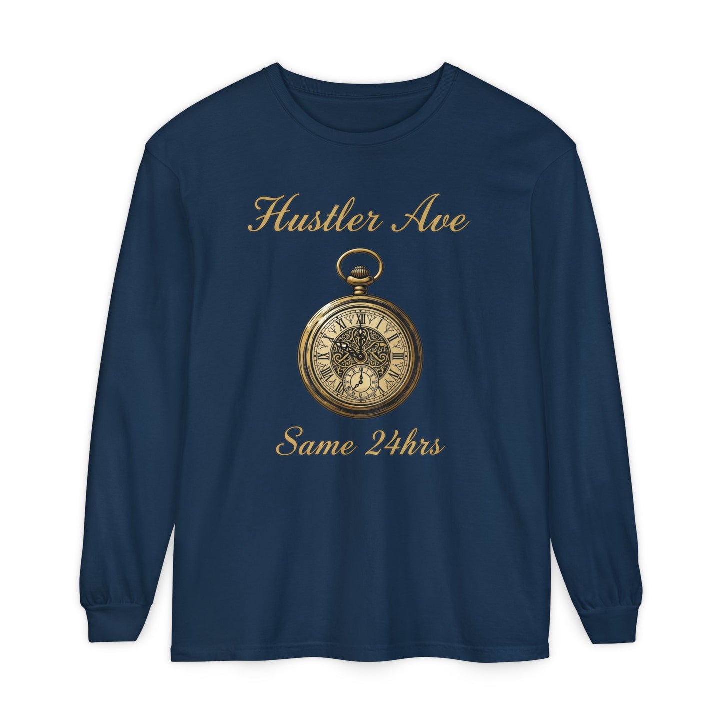 "Hustler Ave" Same 24Hrs Pocket Watch Long Sleeve Tee