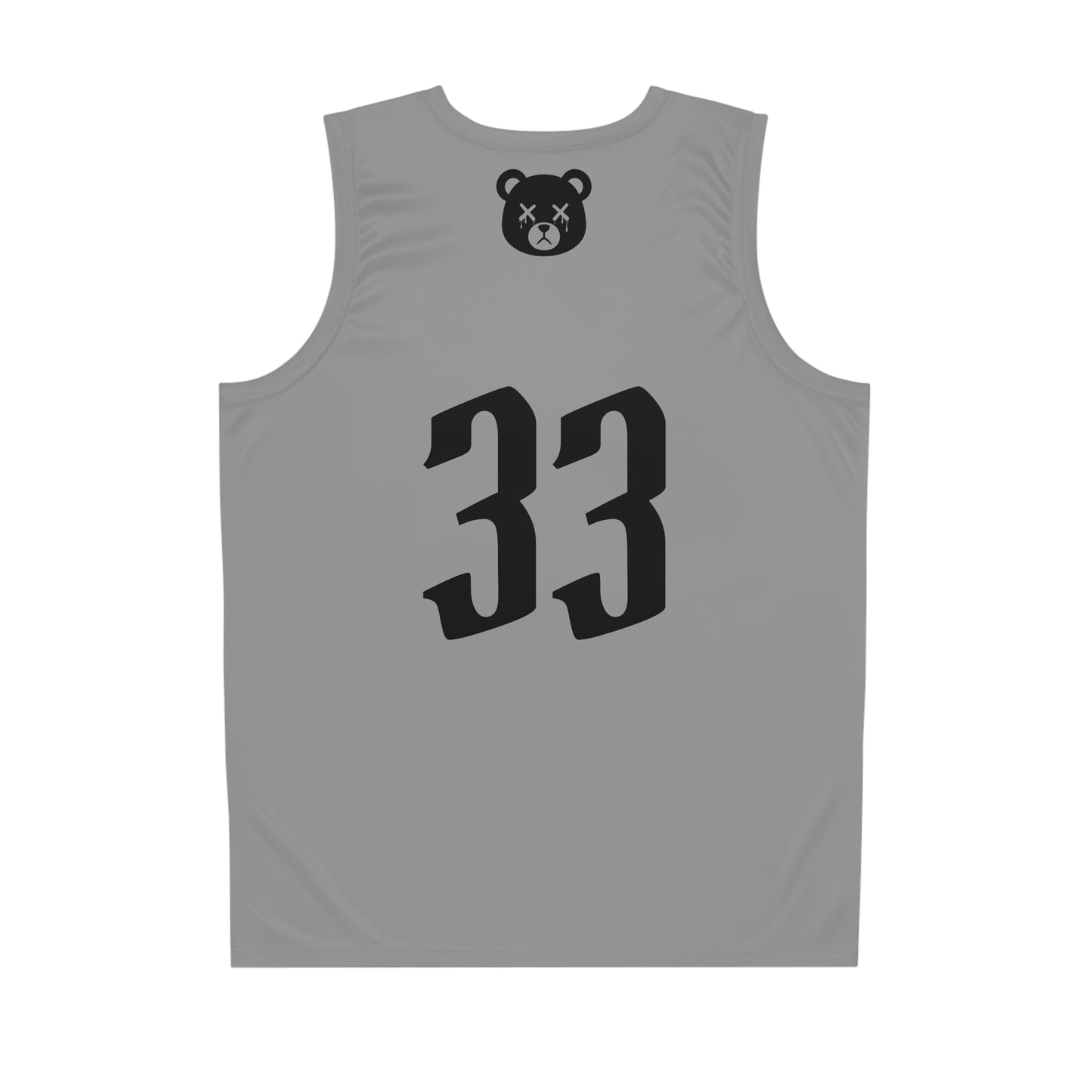 Grey & Black "Wicked Way" #33 Dead Bear Head Alt, Basketball Jersey