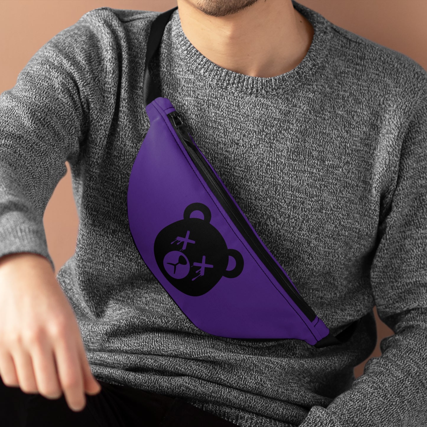 Purple "Wicked Way" Dead Bear Head Fanny Pack