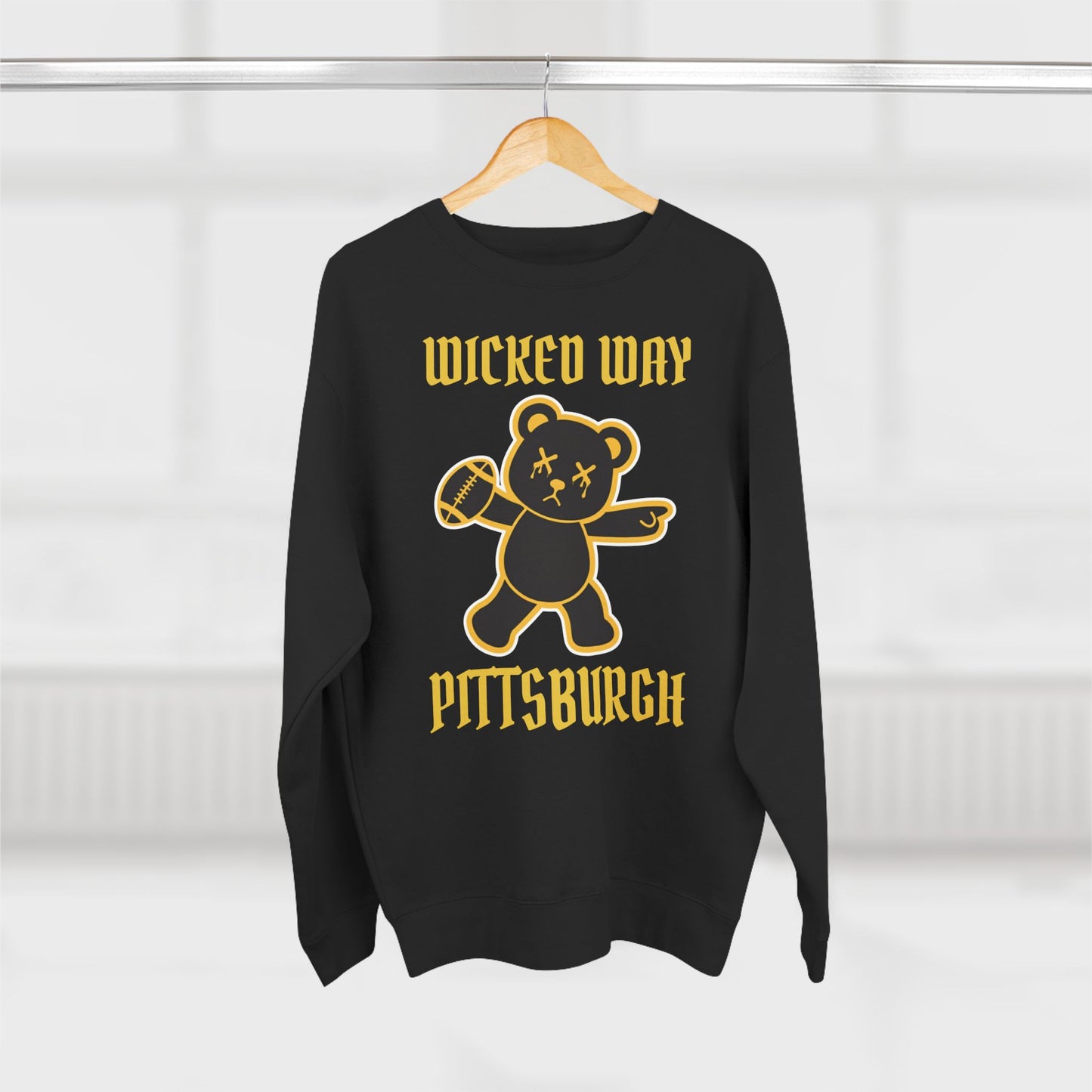 "Wicked Way" Deady Bear Football Pittsburgh Crewneck Sweatshirt