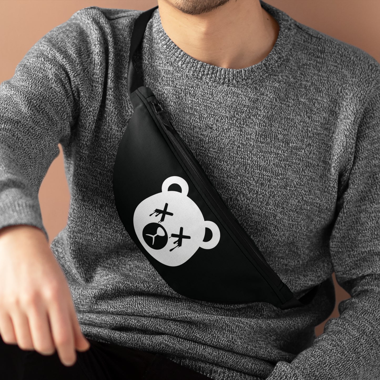 Black w/ White Logo "Wicked Way" Dead Bear Head Fanny Pack