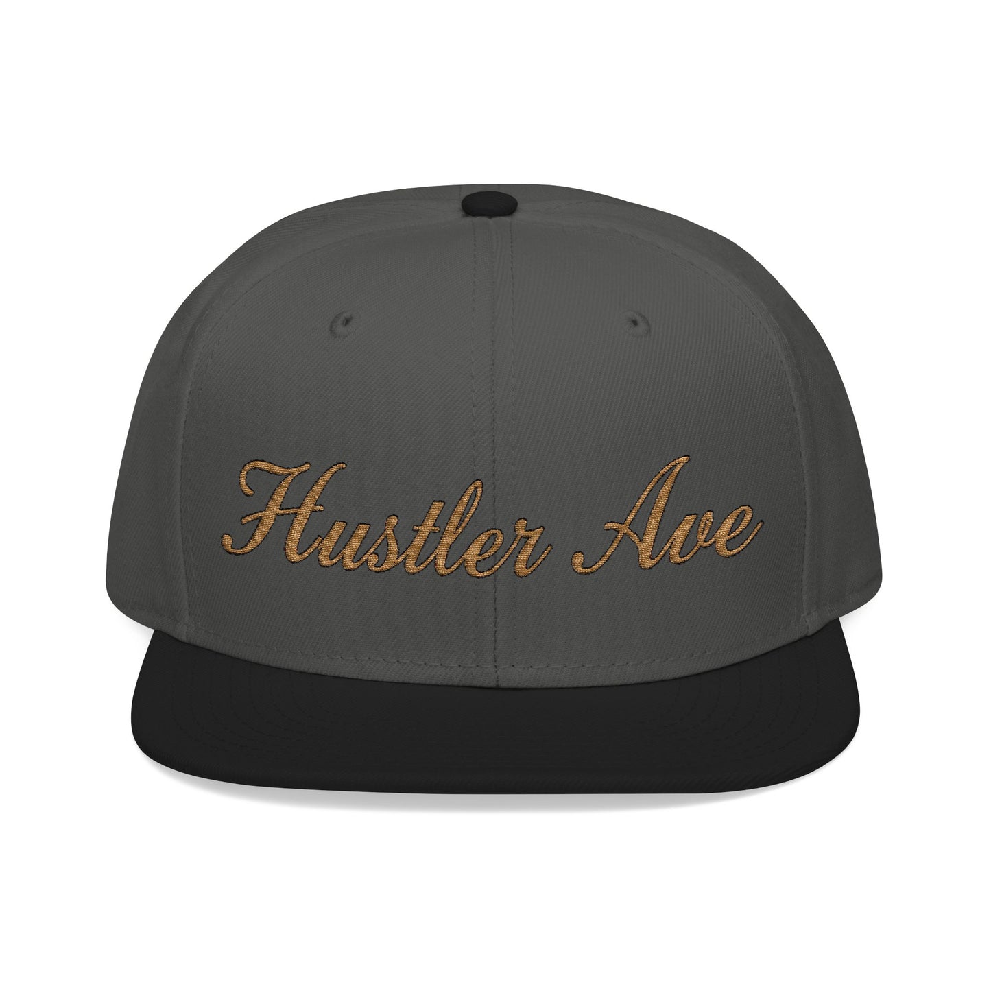 "Hustler Ave" Gold Edition Cursive Snapback Hat