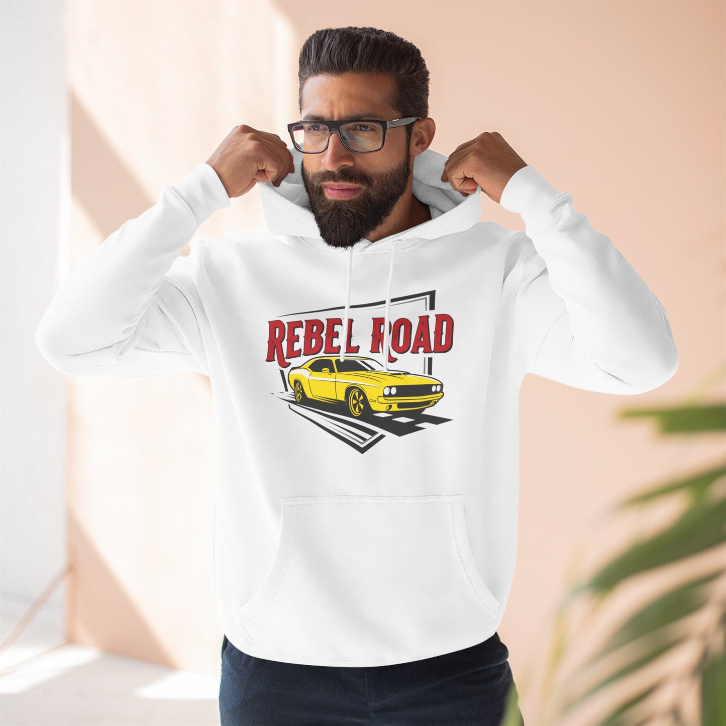 White "Rebel Road" Let's Race Fleece Hoodie