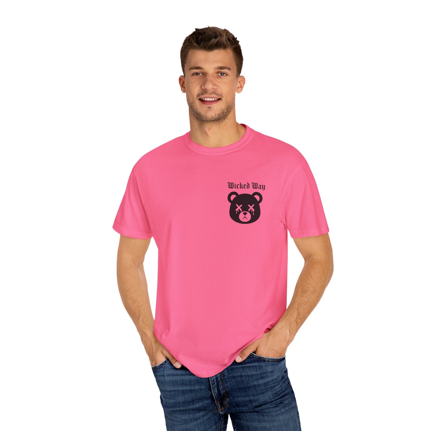 "Wicked Way" Dead Bear Head Pocket Logo Graphic T-Shirt (Multi Color Options)