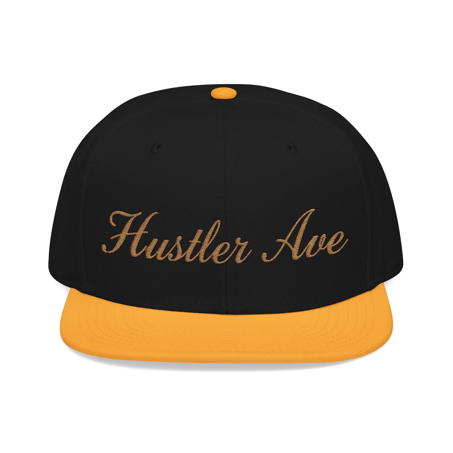 "Hustler Ave" Gold Edition Cursive Snapback Hat