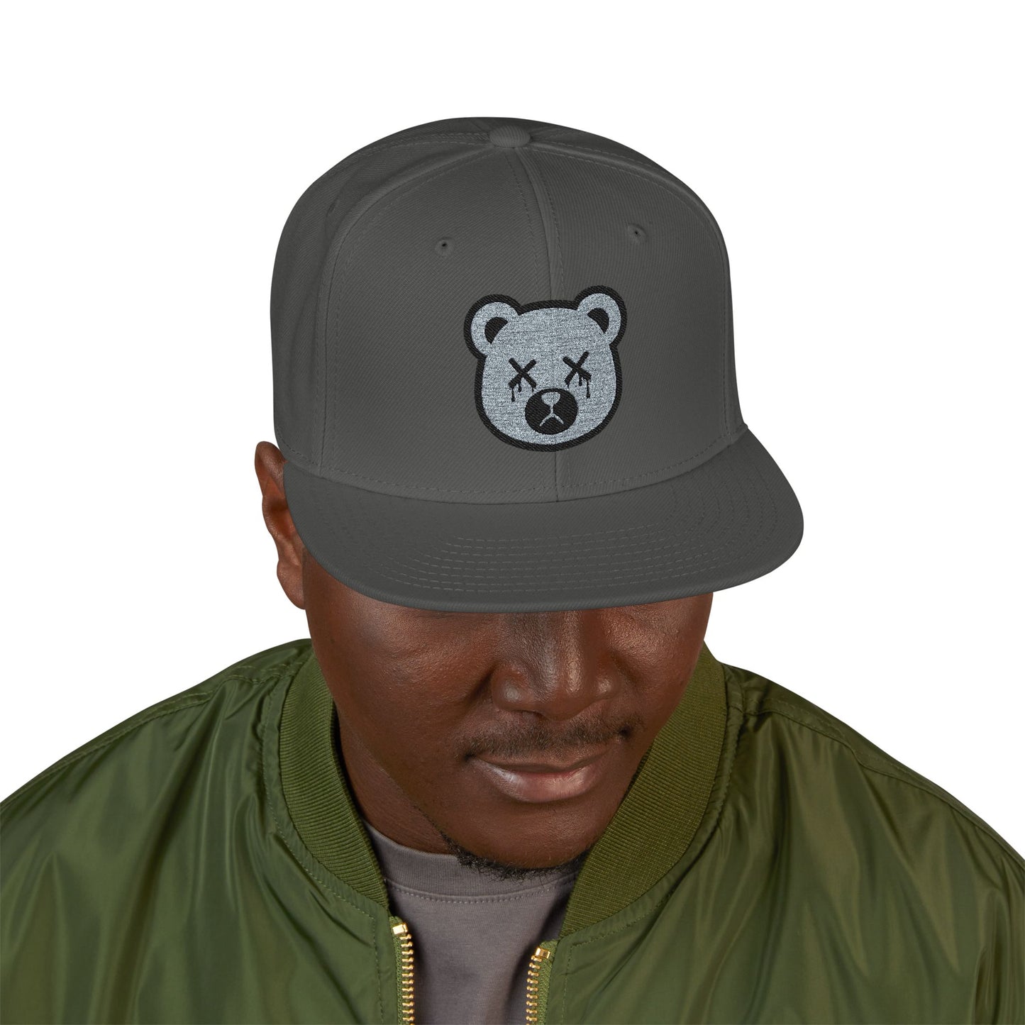"Wicked Way" Silver & Black Deady Bear Head Logo Snapback