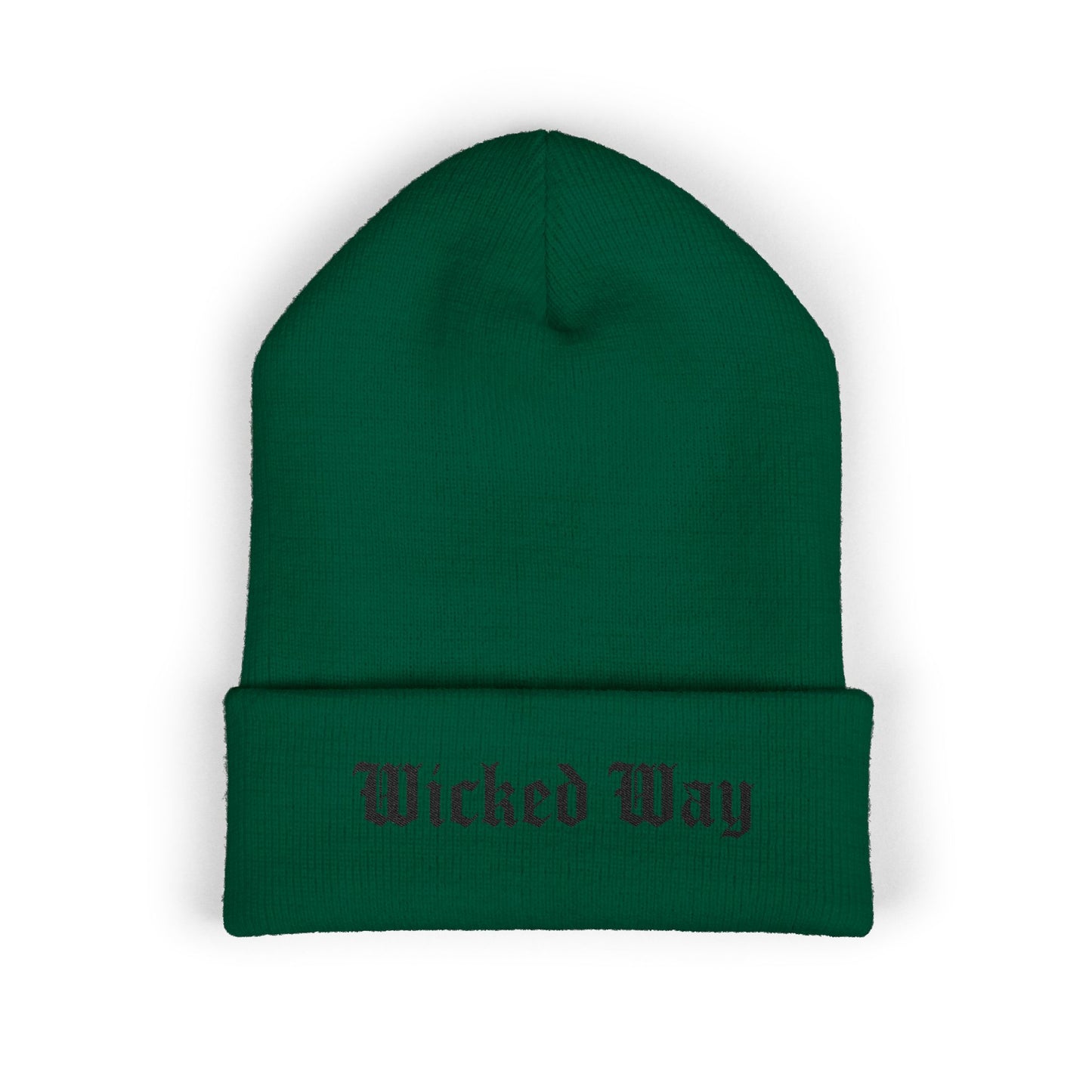 "Wicked Way" Black Script Embroidered Beanie (Multi Color Options)