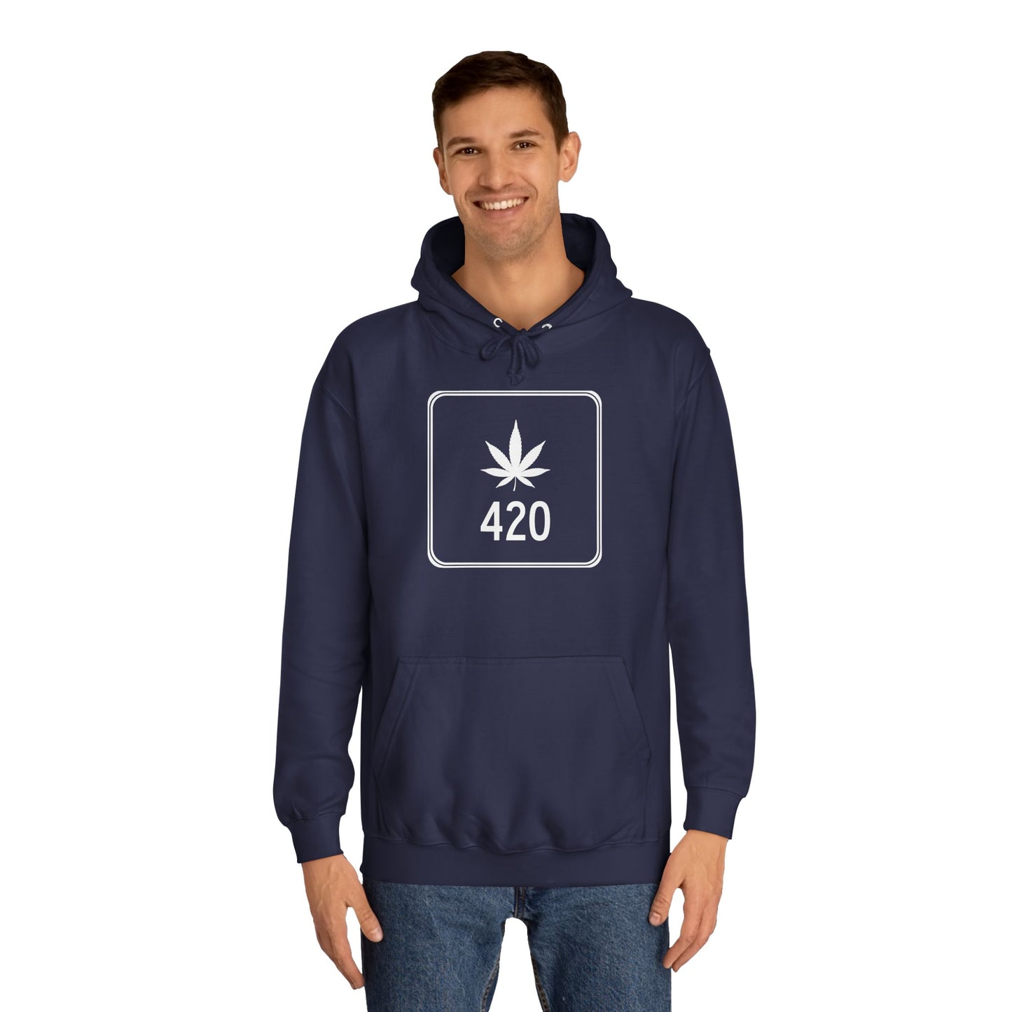 "Hippe Highway" 420 Pot Leaf Sign College Hoodie