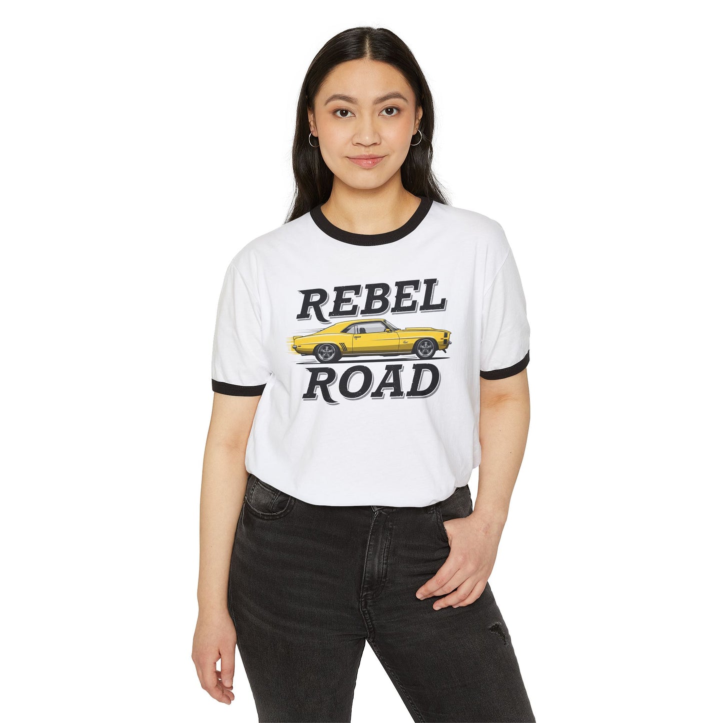 "Rebel Road" Straight Away Cotton Ringer T-Shirt
