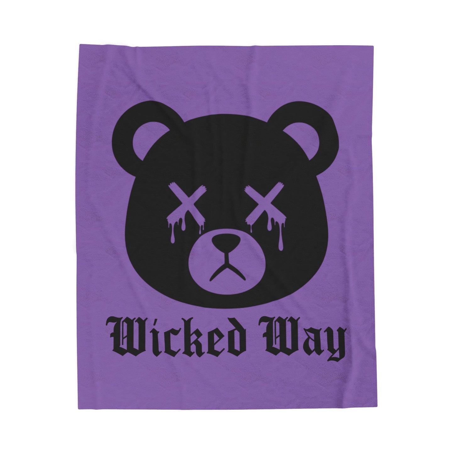 Light Purple "Wicked Way" Dead Bear Head Velveteen Plush Blanket