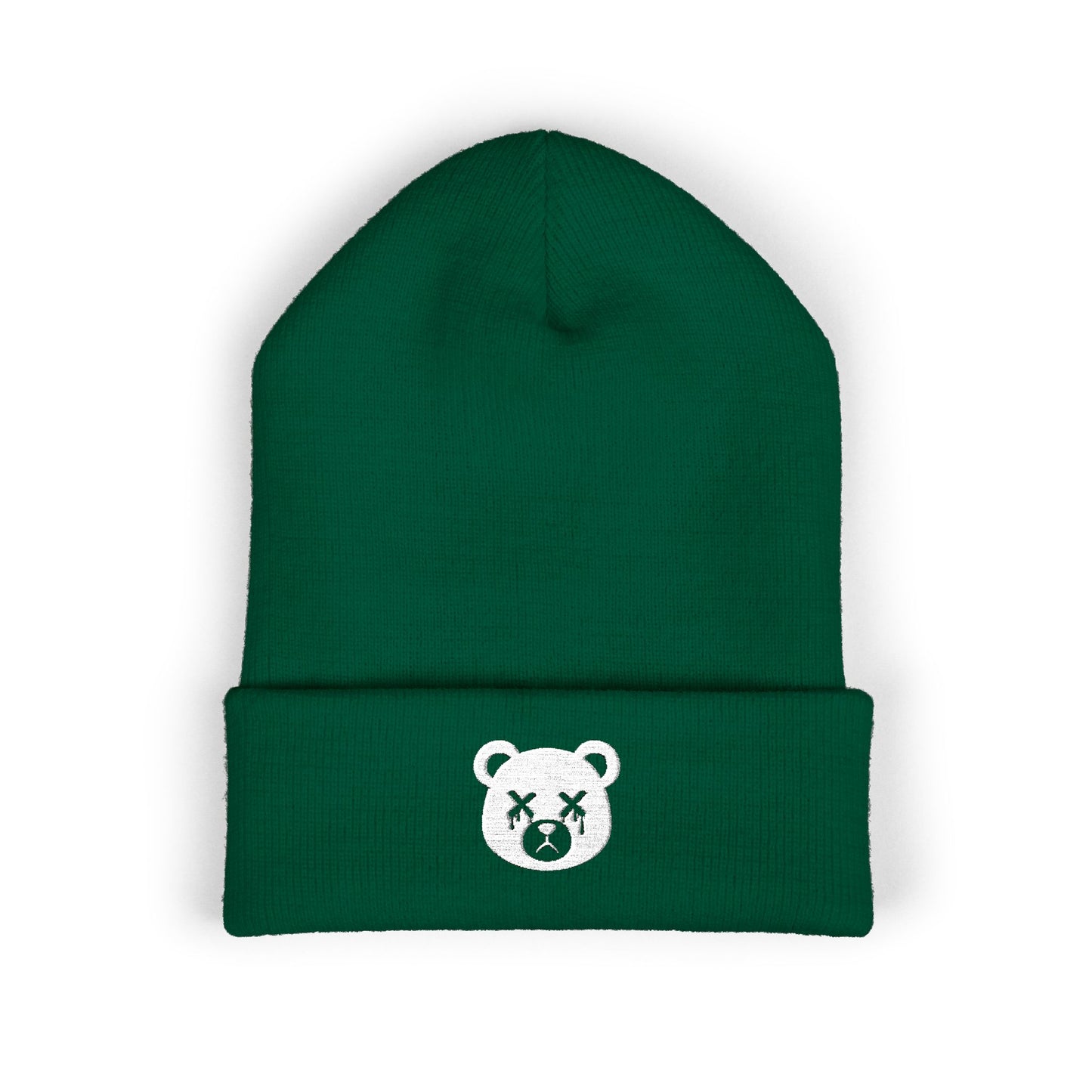 "Wicked Way" Dead Bear Head White Embroidered Beanie