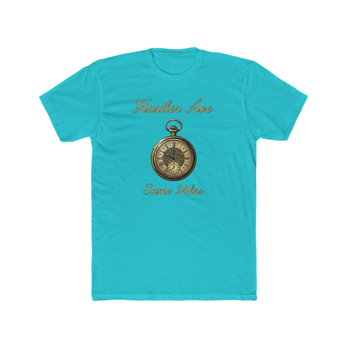"Hustler Ave" Same 24Hrs Pocket Watch Cotton Crew Tee