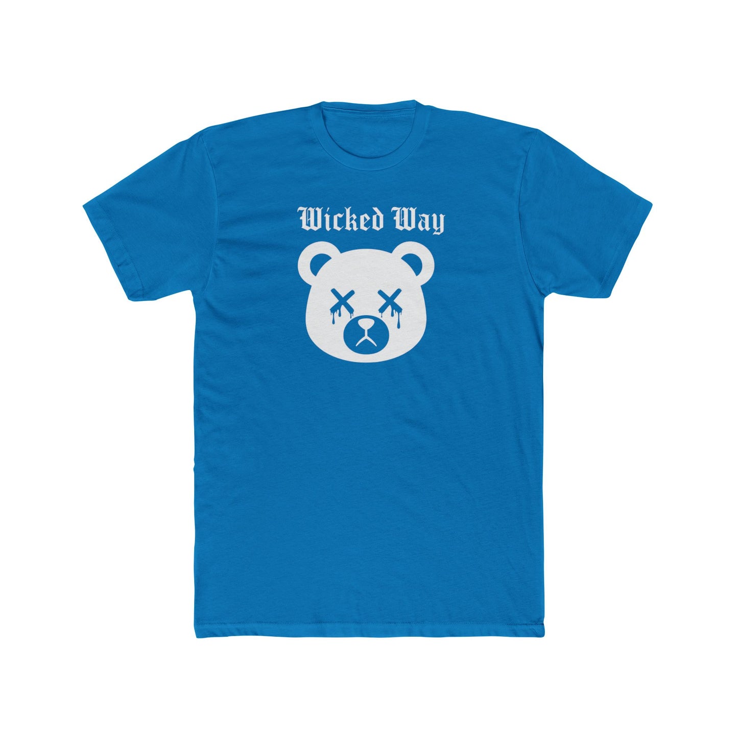 "Wicked Way" Dead Bear Head White Logo Cotton Crew Tee