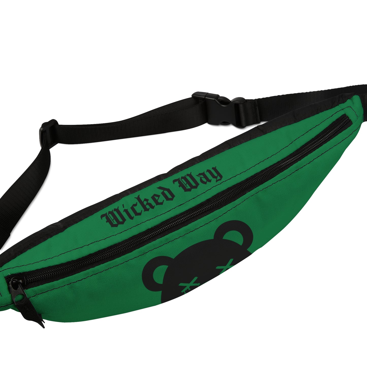 Green "Wicked Way" Dead Bear Head Fanny Pack