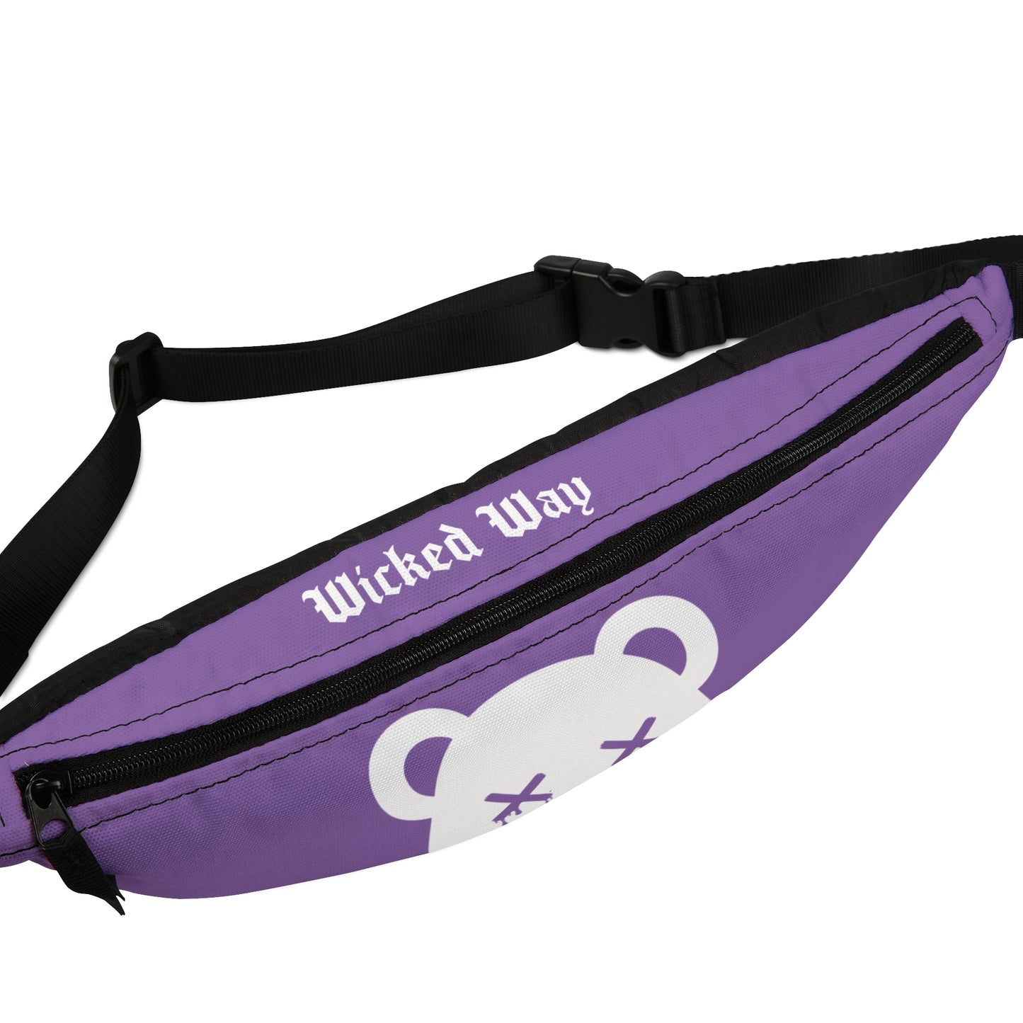 Light Purple w/ White Logo "Wicked Way" Dead Bear Head Fanny Pack
