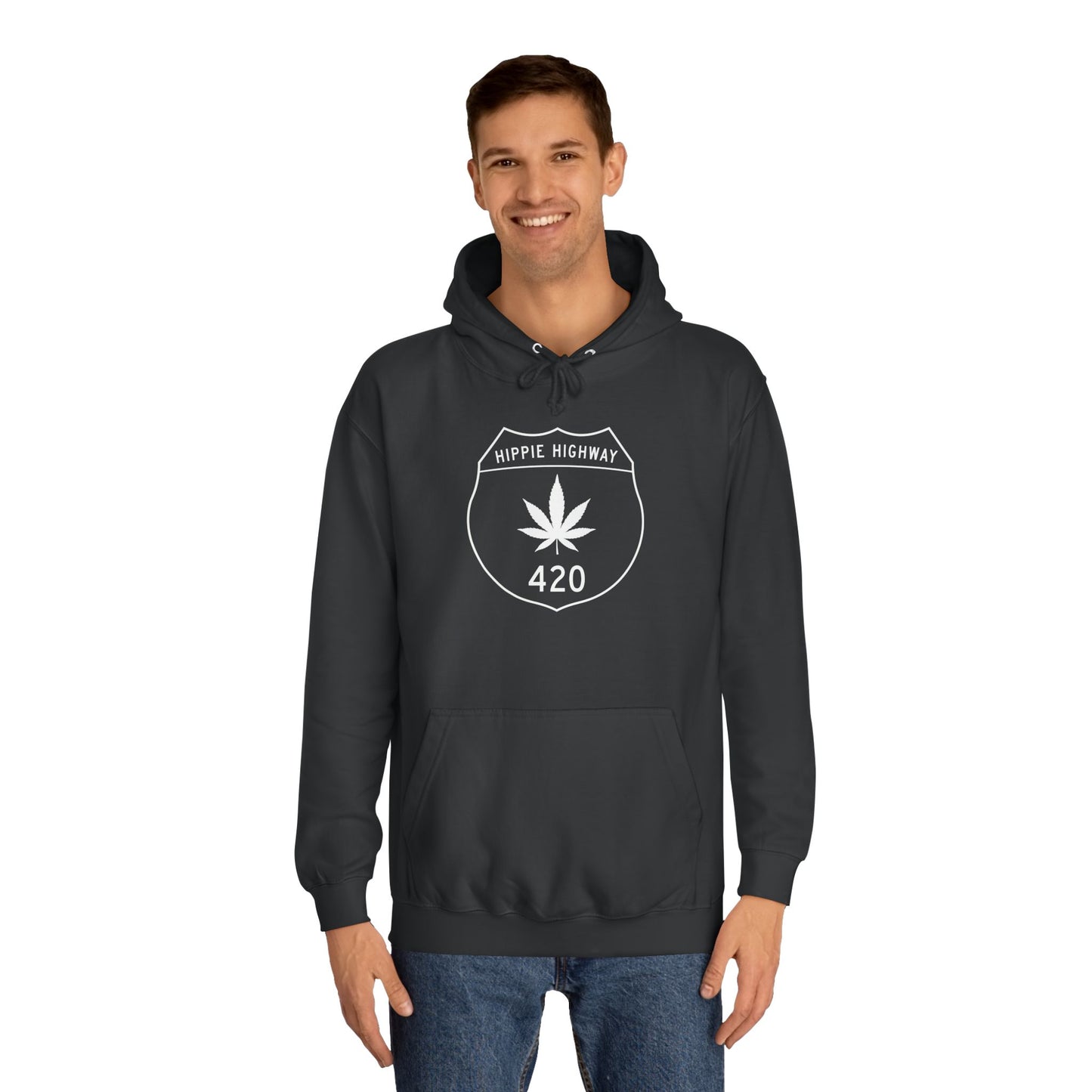 "Hippie Highway" 420 Road Sign College Hoodie