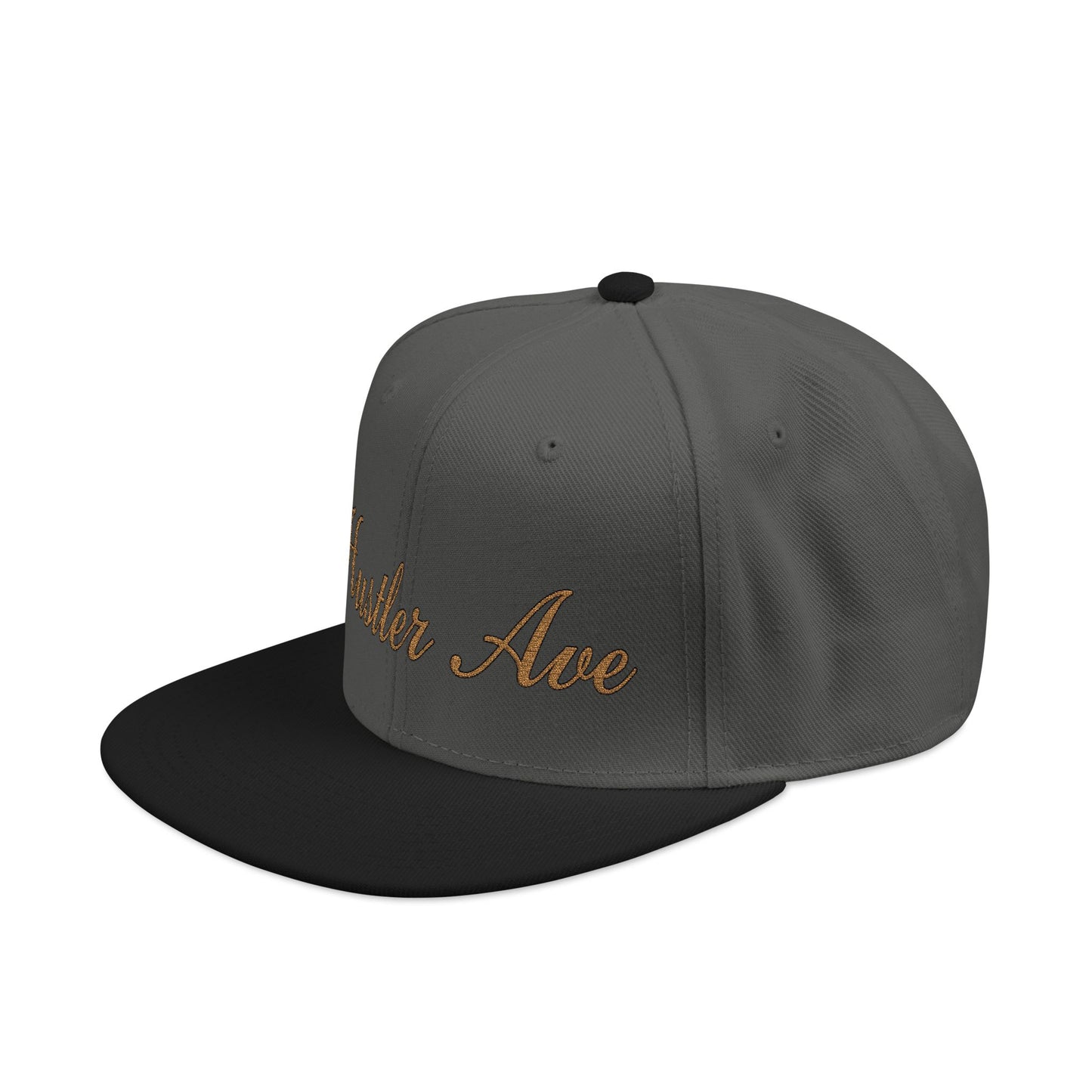 "Hustler Ave" Gold Edition Cursive Snapback Hat