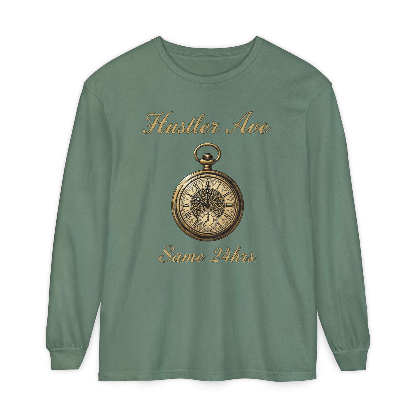 "Hustler Ave" Same 24Hrs Pocket Watch Long Sleeve Tee