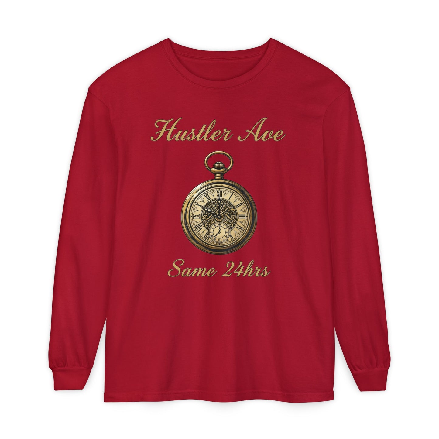 "Hustler Ave" Same 24Hrs Pocket Watch Long Sleeve Tee