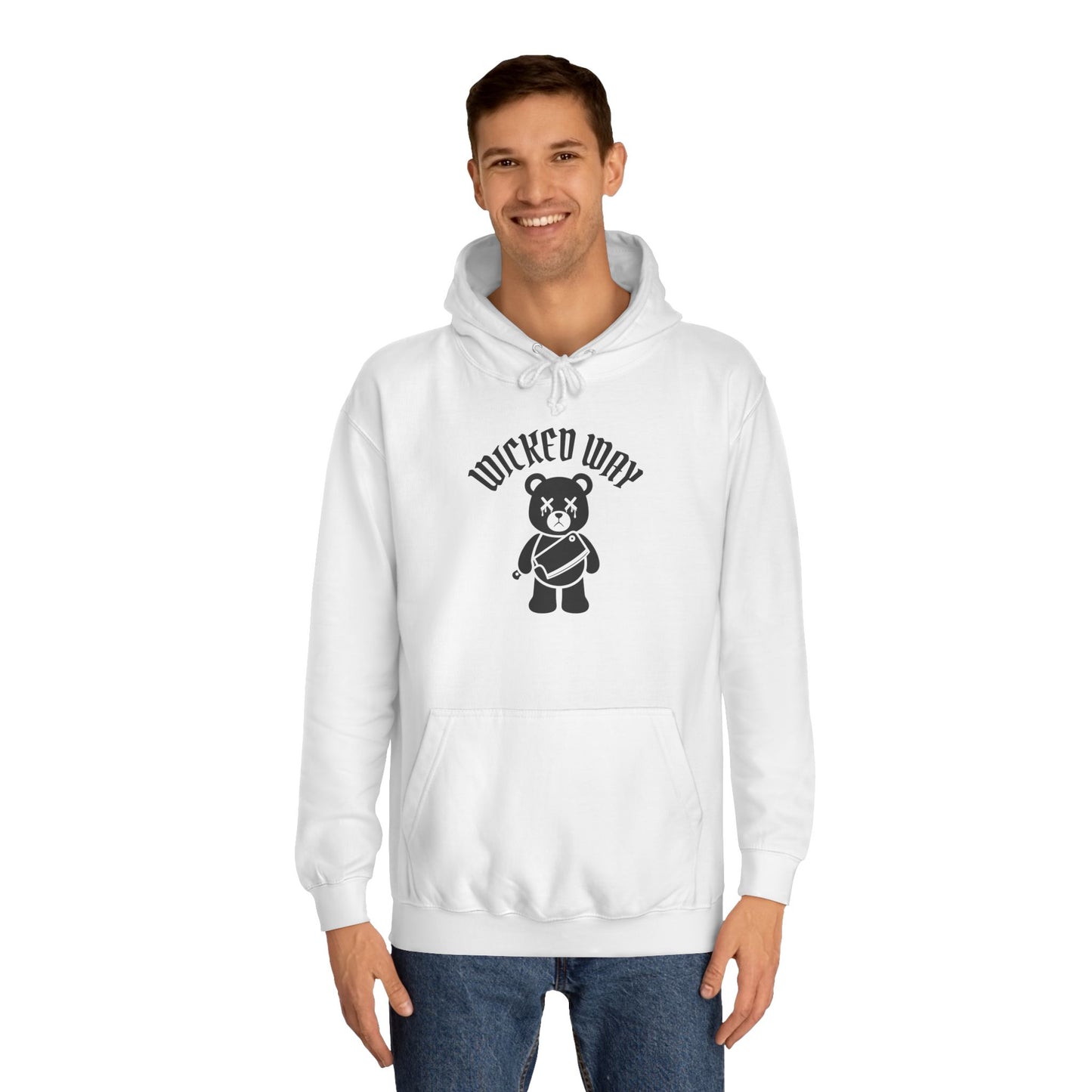 "Wicked Way" Deady Bear Butcher Knife Black Logo College Hoodie