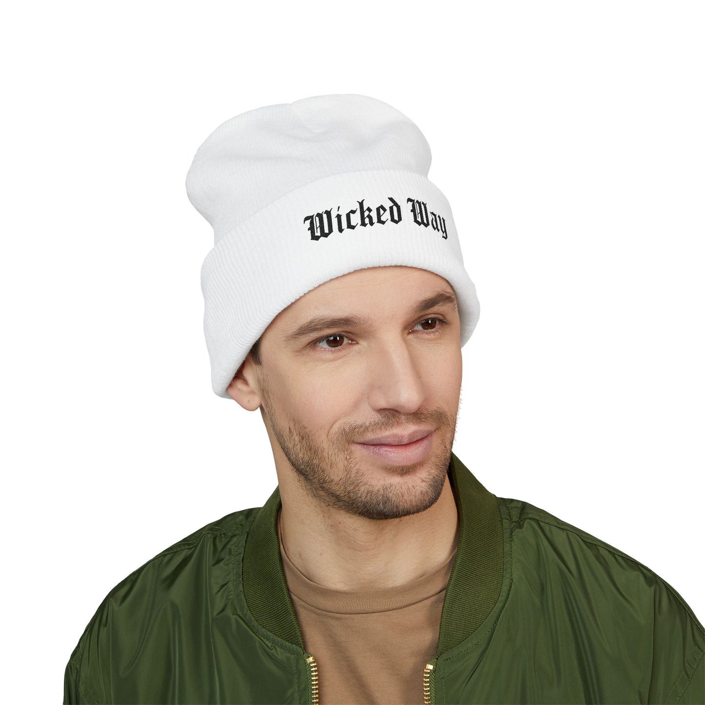 "Wicked Way" Black Script Embroidered Beanie (Multi Color Options)