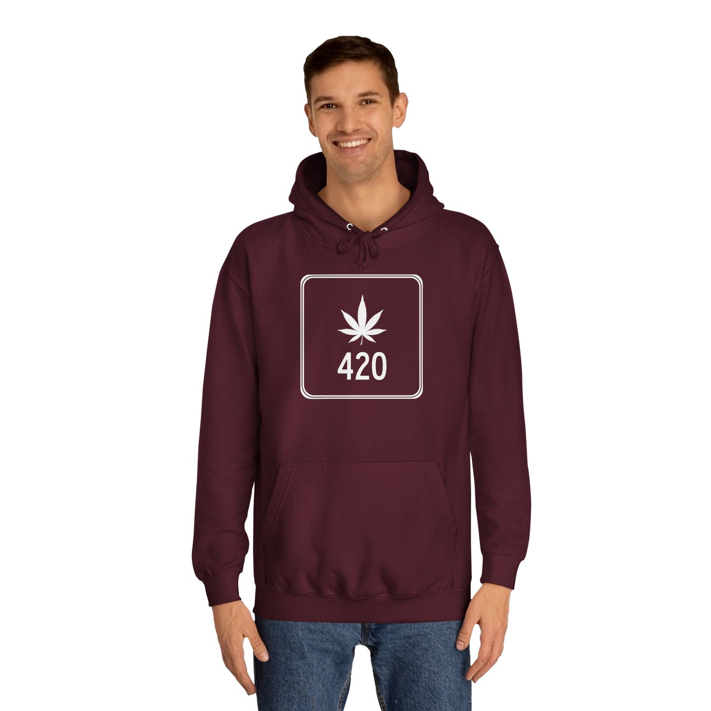 "Hippe Highway" 420 Pot Leaf Sign College Hoodie