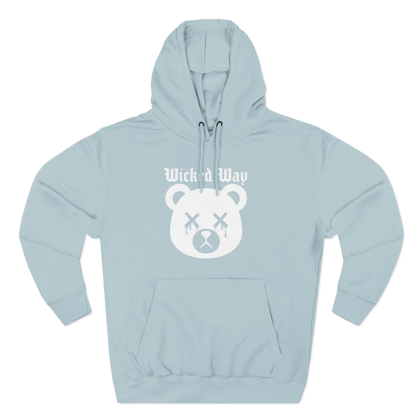 "Wicked Way" Deady Bear Head White Logo Hoodie