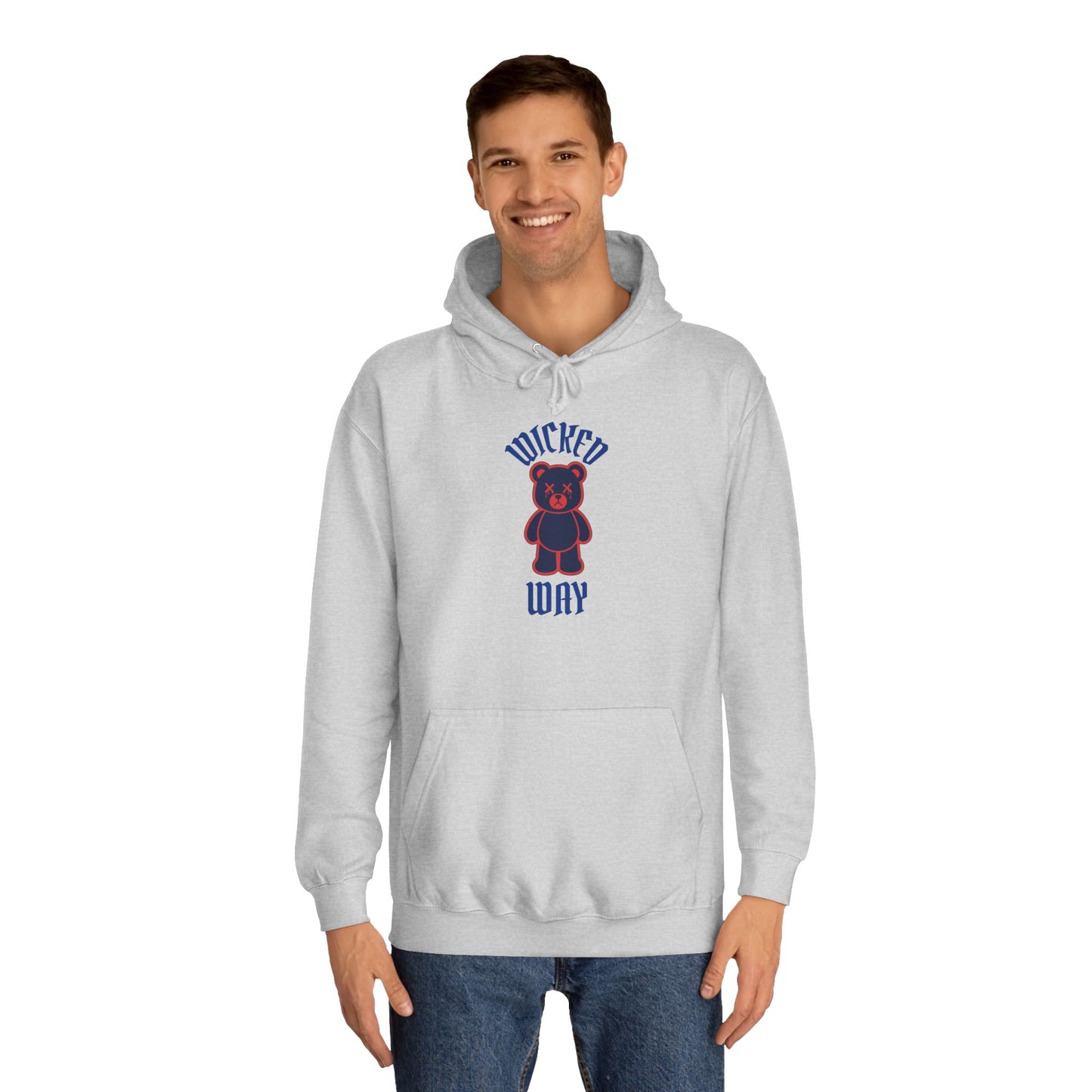 "Wicked Way" Deady Bear Red & Blue College Hoodie