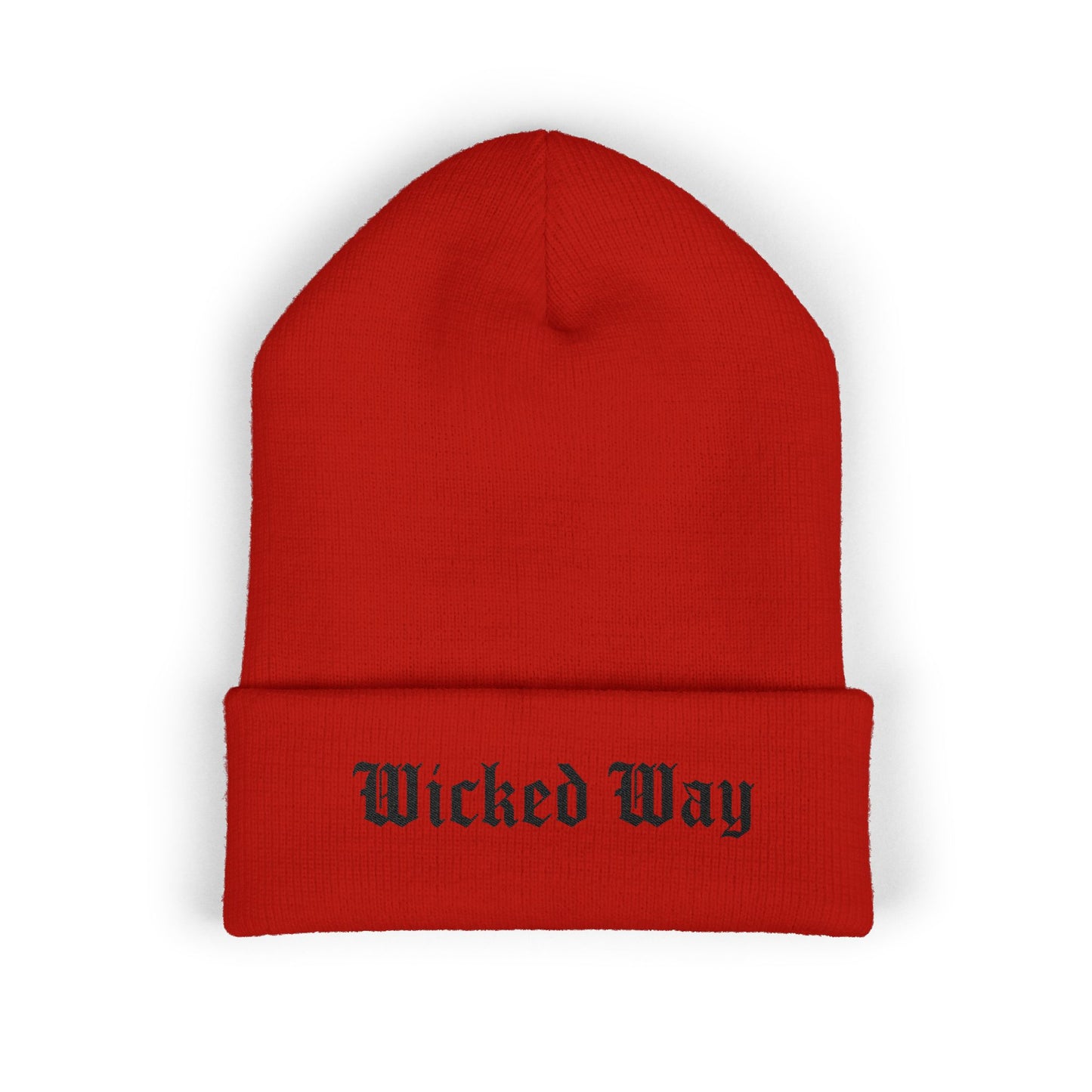 "Wicked Way" Black Script Embroidered Beanie (Multi Color Options)