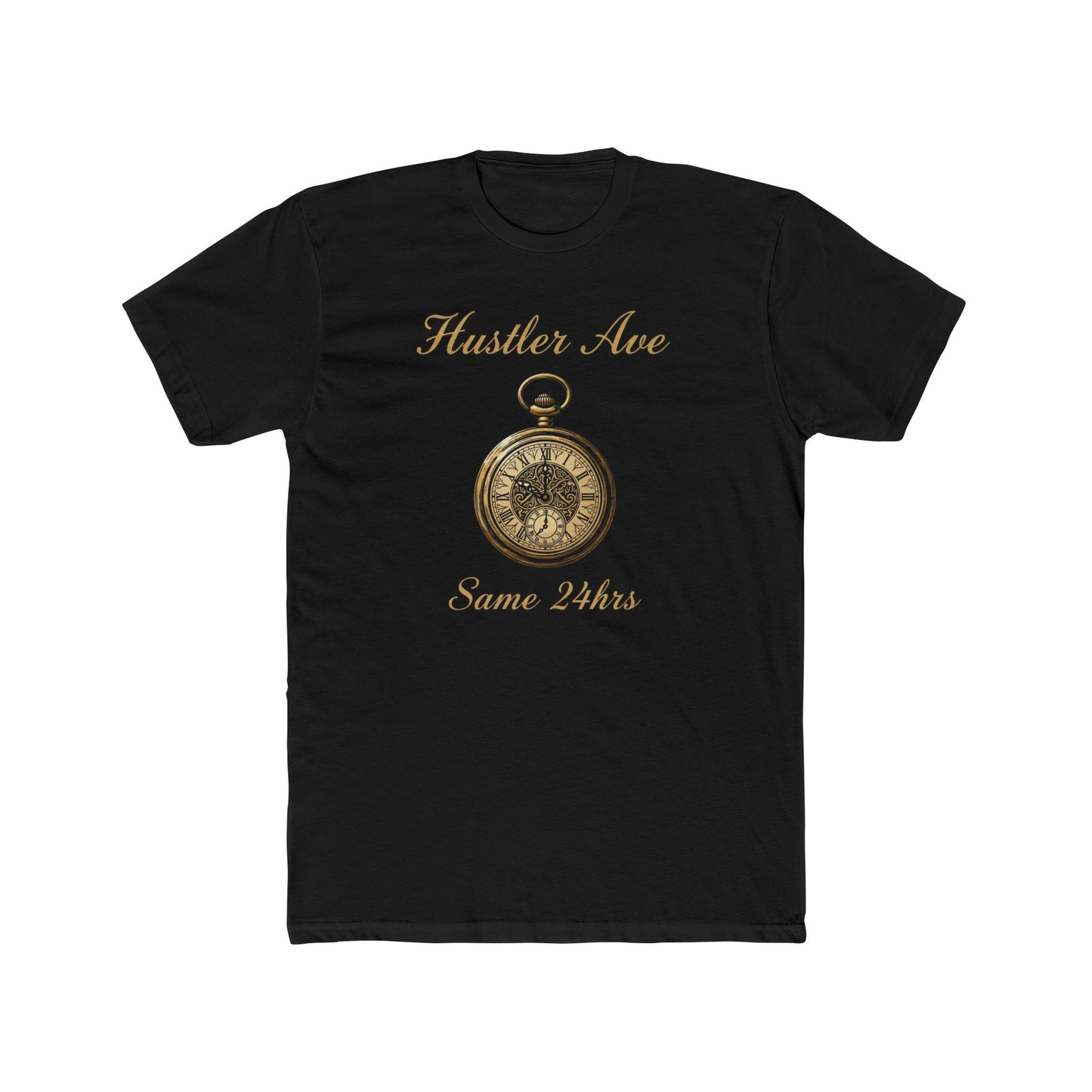 "Hustler Ave" Same 24Hrs Pocket Watch Cotton Crew Tee