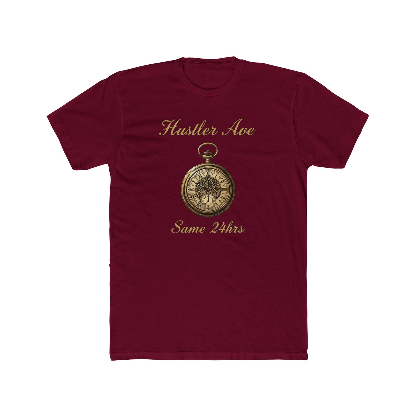 "Hustler Ave" Same 24Hrs Pocket Watch Cotton Crew Tee