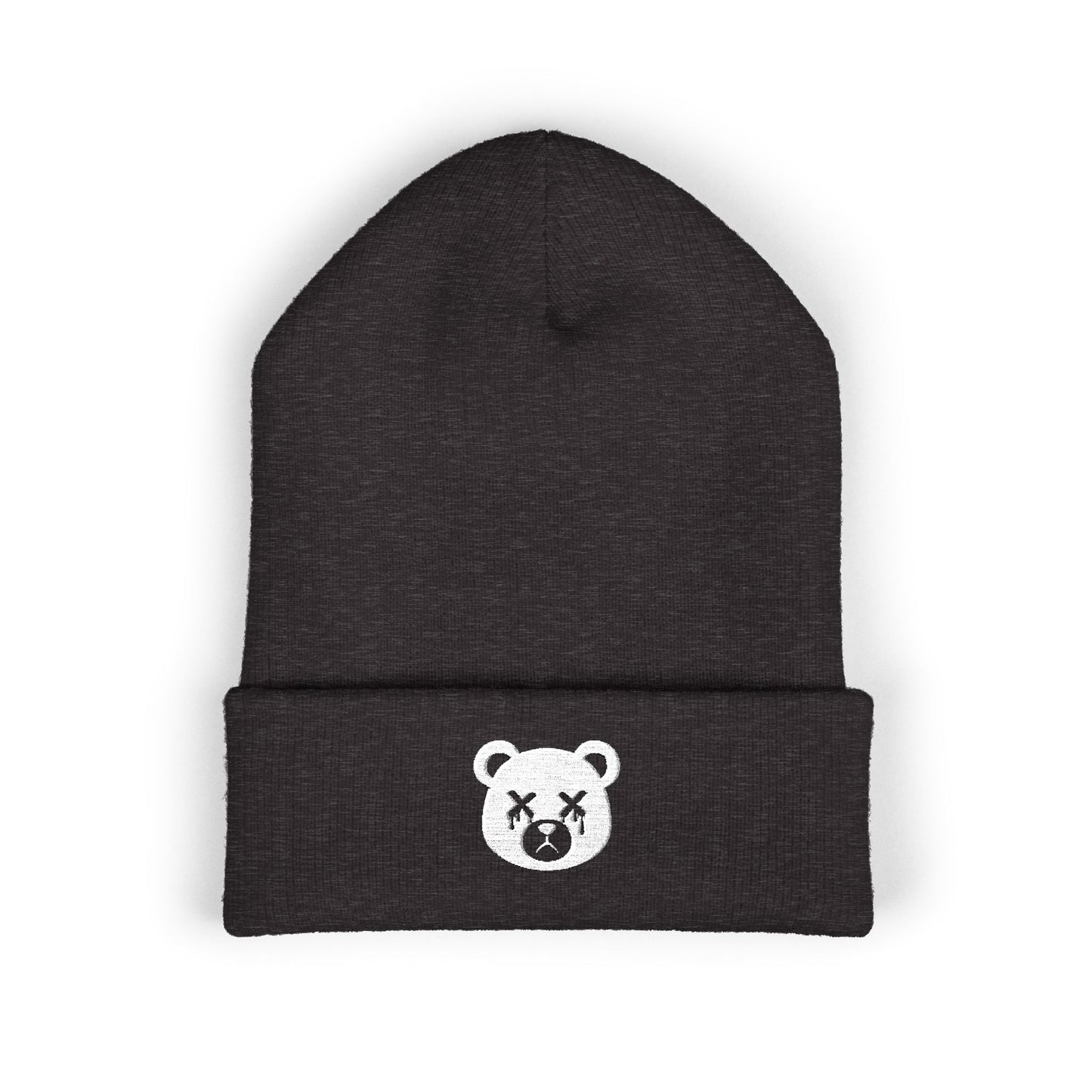 "Wicked Way" Dead Bear Head White Embroidered Beanie