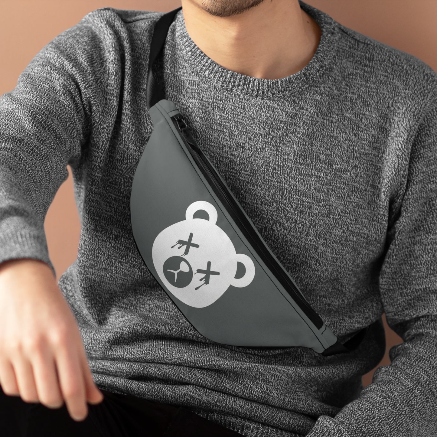 Dark Grey w/ White Logo "Wicked Way" Dead Bear Head Fanny Pack
