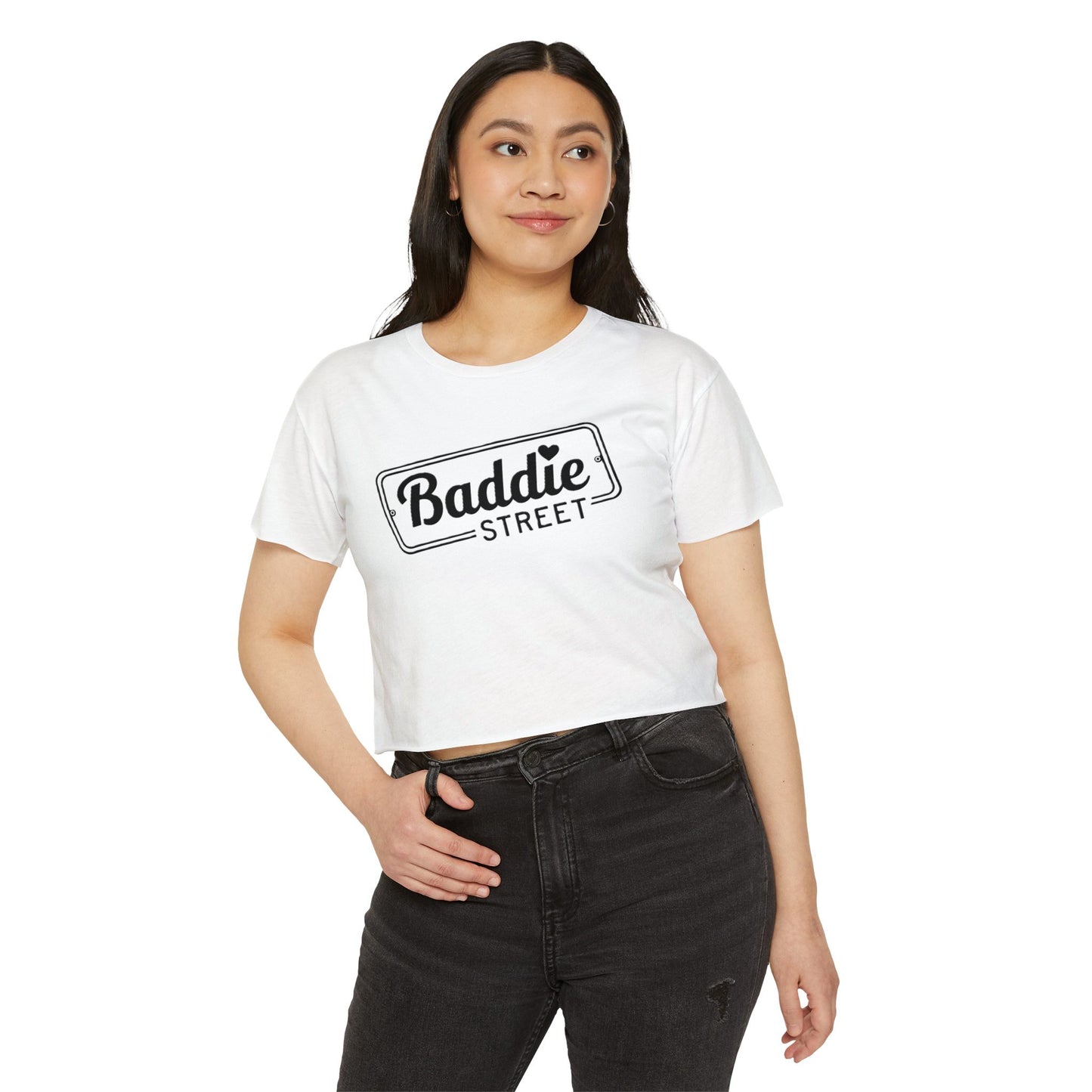 "Baddie Street" B&W Street Sign Woman's Crop Top