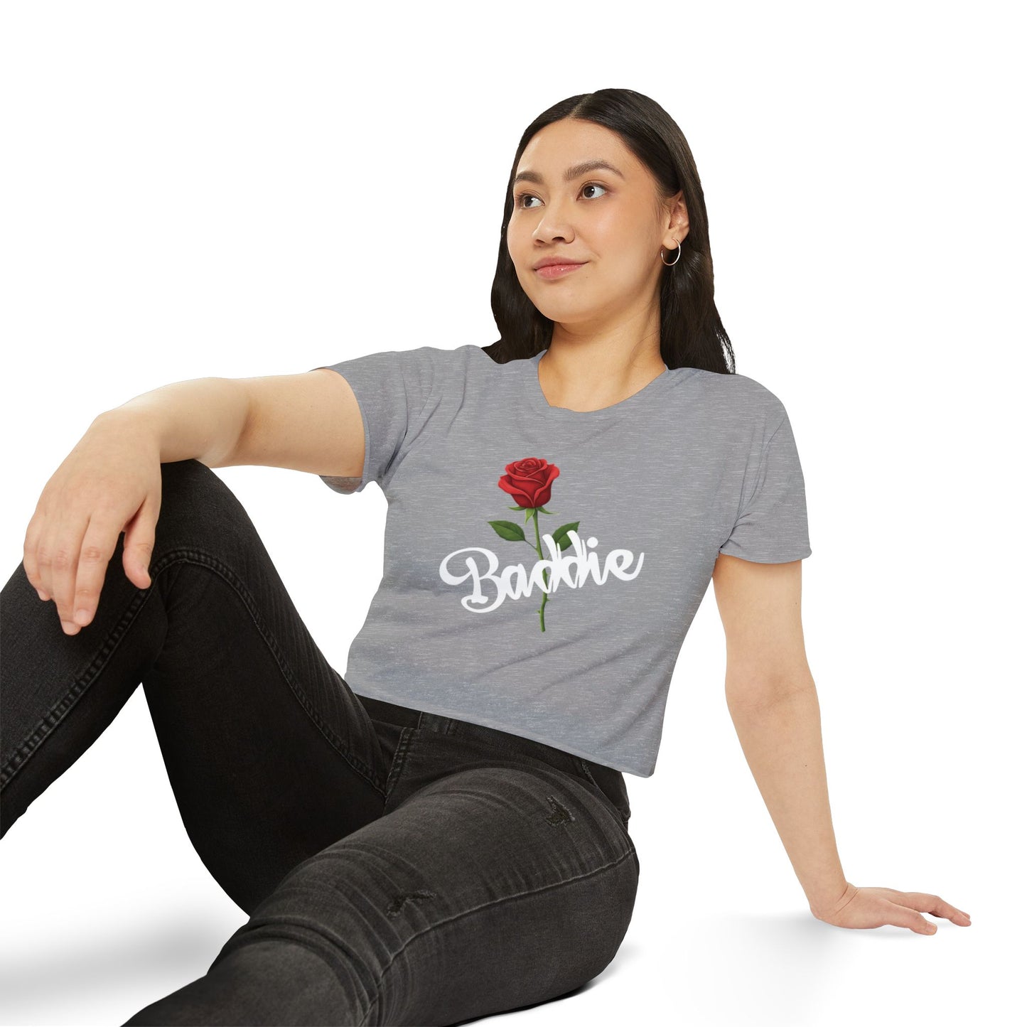 "Baddie Street" Labeled Baddie Rose Women's Crop Top