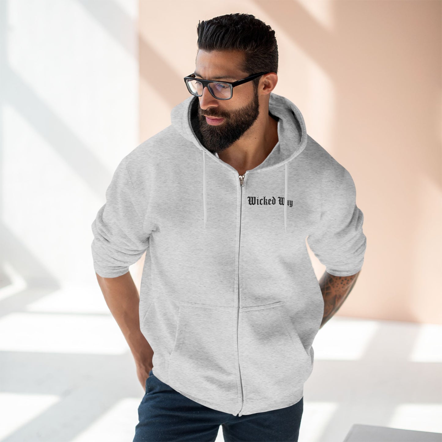 "Wicked Way" Deady Bear Head Zip Hoodie