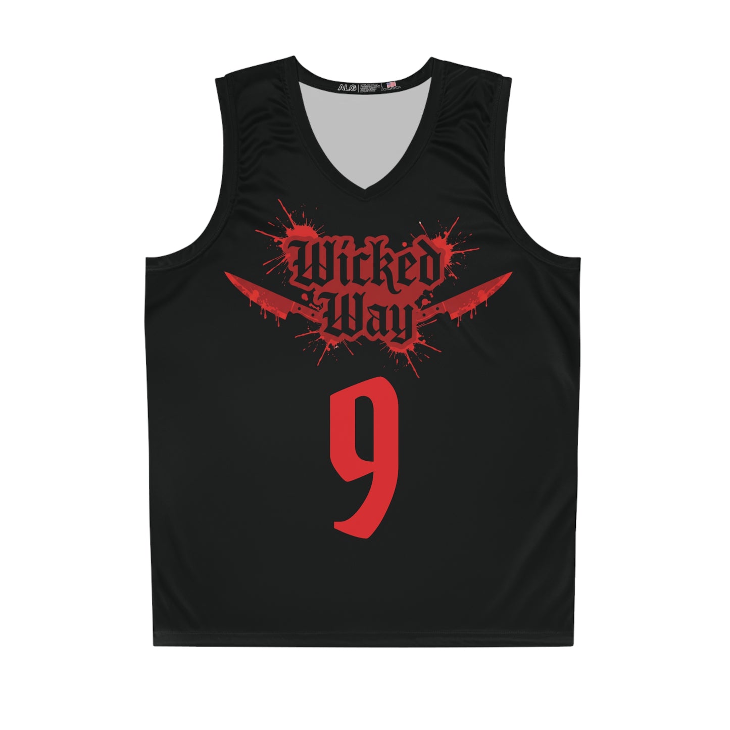 Red & Black "Wicked Way" #9 Double Kitchen Knives Alt. Basketball Jersey