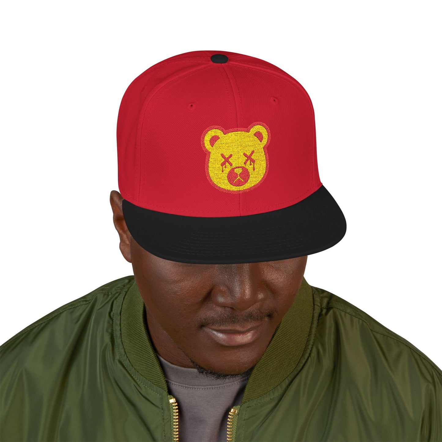 "Wicked Way" Deady Bear Head Yellow & Red Logo Snapback