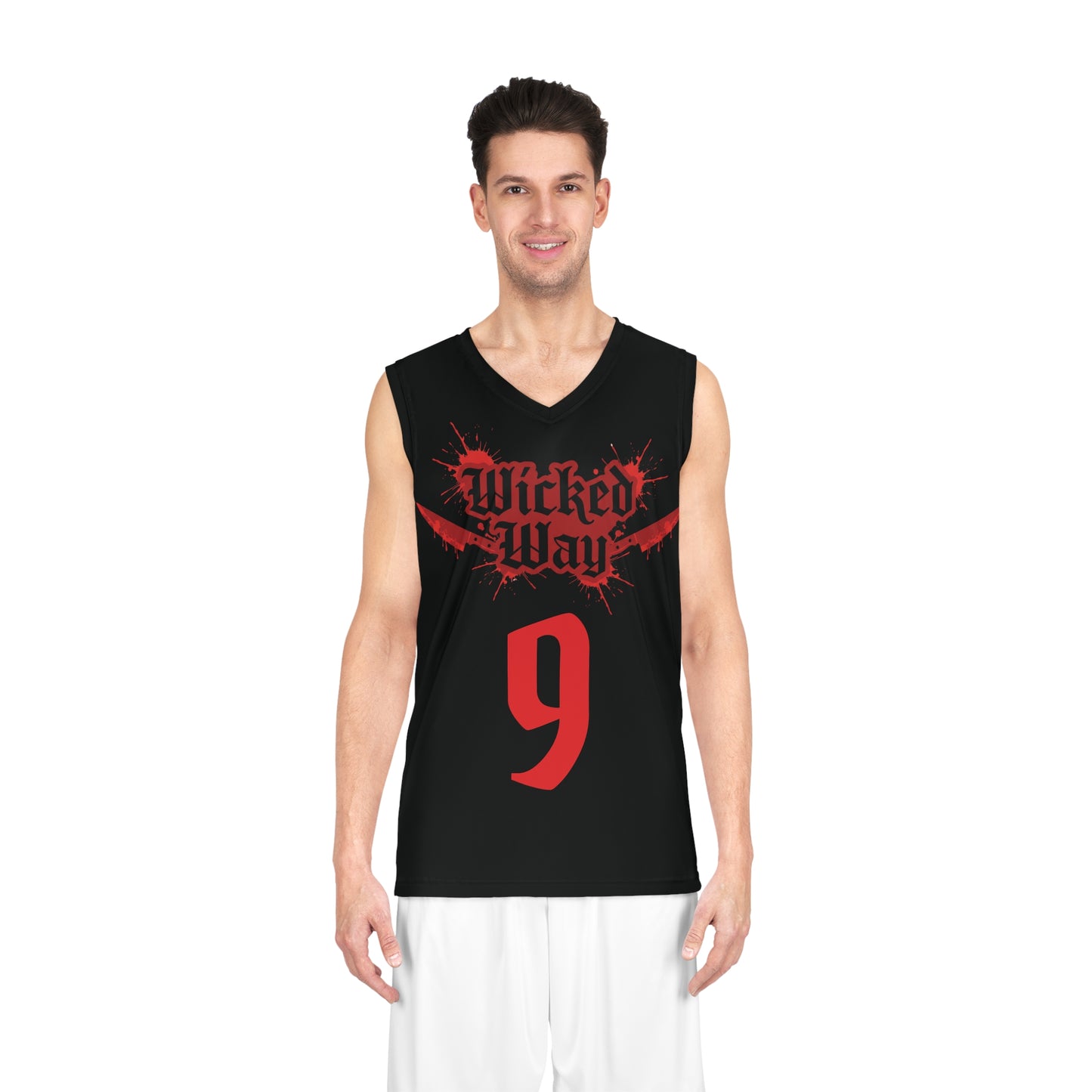 Red & Black "Wicked Way" #9 Double Kitchen Knives Alt. Basketball Jersey