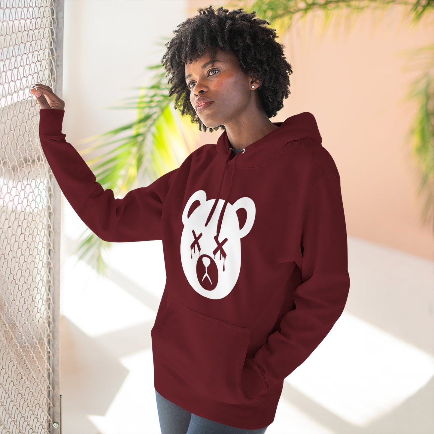 "Wicked Way" Dead Bear Head Solo White Logo Hoodie